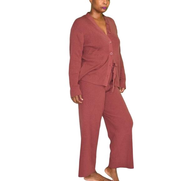 Mila Owen Jumpsuit Orange Ribbed Sweater Knit Straight Leg One Piece Stretch XS - Picture 10 of 15